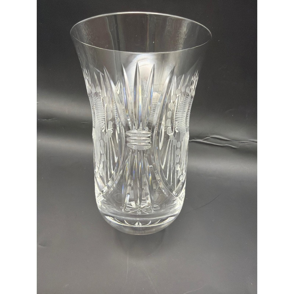 Vtg Set of 5 Crystal Bohemian Cut Clear Tumbler Glasses Etched MCM Czech Glass - Picture 6 of 9